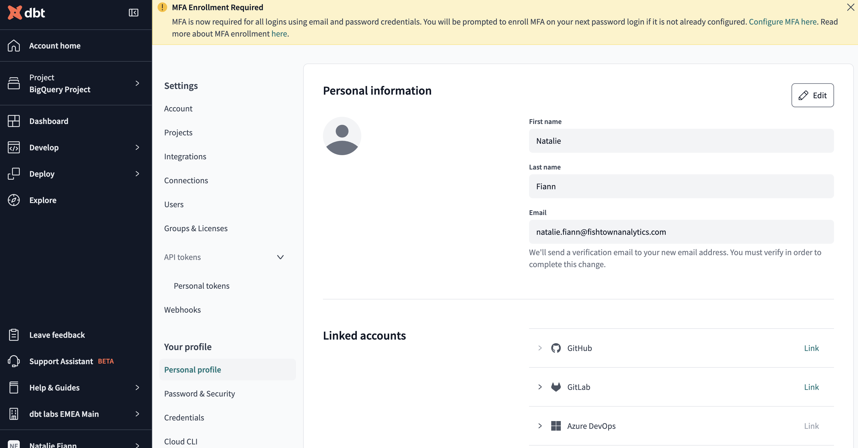 Navigated to Linked Accounts under your profile Navigated to Linked Accounts under your profile